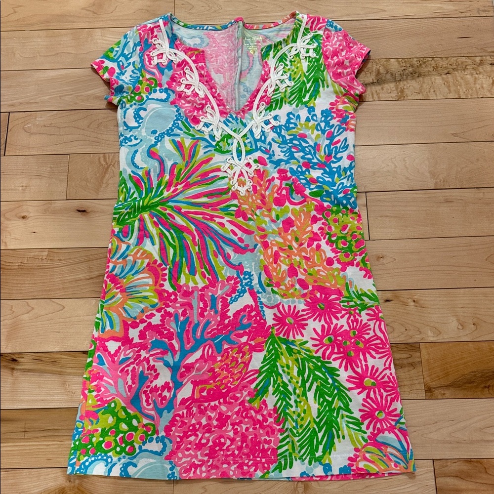 Lilly Pulitzer  Floral Shift Dress - Pink, Green & Blue EUC